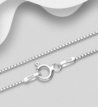 Solid 925 Sterling Silver Italian Box Chain Necklace 1mm,1.2mm for Women Girl - £15.19 GBP