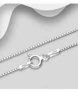 Solid 925 Sterling Silver Italian Box Chain Necklace 1mm,1.2mm for Women... - $359.05 MXN