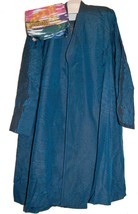 Uzbek Chapan Men&#39;s Teel Blue Stripes Shiny Chopon Quilted Robe One Size - £146.70 GBP