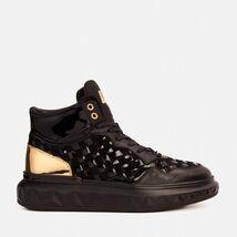 The Eugene Black & Gold Woven Leather High-Top Men Sneaker image 3