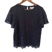 Nanette Lepore Womens Top Peasant Bohemian Floral Lace S Blue Career Pre... - $24.99