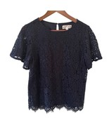 Nanette Lepore Womens Top Peasant Bohemian Floral Lace S Blue Career Pre... - $459.63 MXN