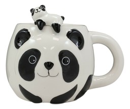 Giant China Panda Ceramic Coffee Cappuccino Cup Mug &amp; Sleeping Cub Spoon Set - £16.77 GBP