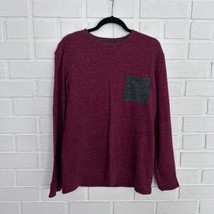 Quiksilver Sweatshirt Mens Medium Pullover Dark Red Gray Pocket  - £13.87 GBP