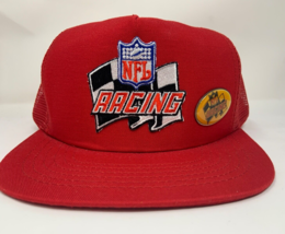 Red Vintage NFL Racing Nascar Snapback Trucker Mesh Cap Hat with Pin - $42.50