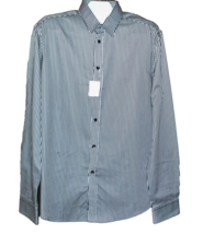 Versace Collection  Men&#39;s Black White Stripes Cotton Button Shirt Sz 18 45 - £79.88 GBP