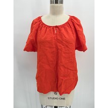 Part Two Copenhagen Georgina Peasant Blouse Sz 36 (US6) Orange 100% Linen - £19.77 GBP