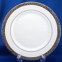 Florida Market Place Silver Scroll Salad Plate 7-3/4&quot; White Platinum Enc... - £15.30 GBP