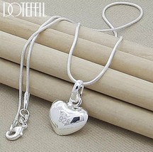 925 Sterling Silver Solid Small Heart Pendant Necklace 16-30 Inch Snake Chain - £13.17 GBP