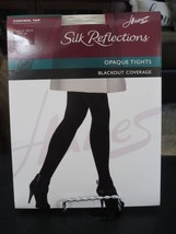 Hanes Silk Reflections Control Top Black Opaque Tights - Size AB - $11.57