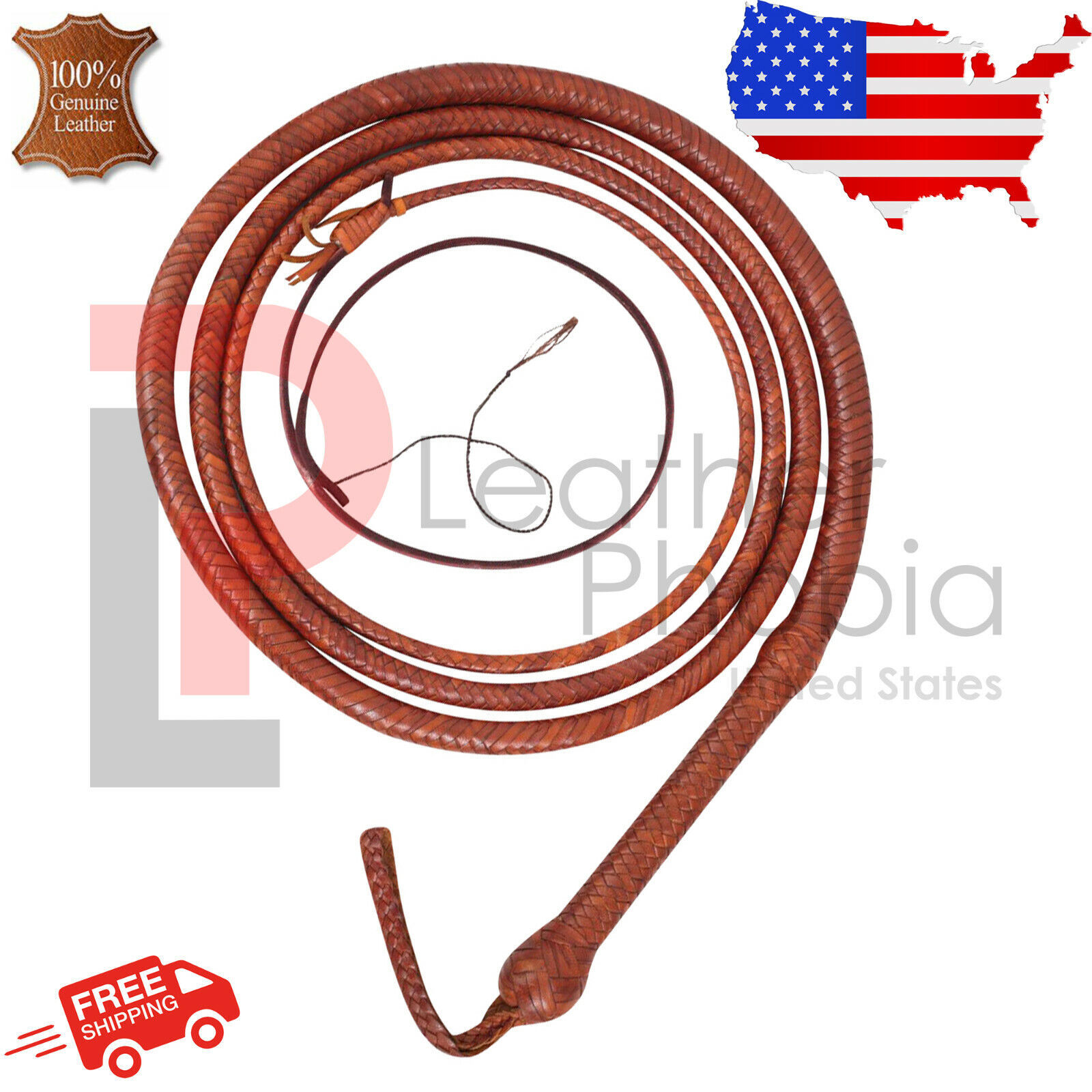Kangaroo Hide Leather Bullwhip 12 feet Long 16 plaits Indiana Jones Bull... - $130.89