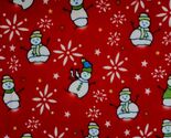 Fleece Snowmen Red Stars Snowflakes Fleece Fabric Print by Yard (981) D3... - $8.97