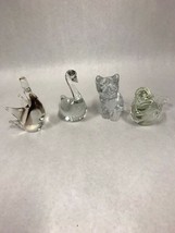 Lot 4  Crystal Figurine Paperweight  Vintage  Animals swan cat bird duck solid - £35.61 GBP