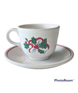 Fiestaware TeaCup and Saucer Set Holly and Ribbon Retired Color Collectible - £25.45 GBP