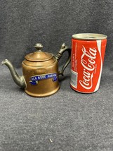 Rare Early Old Blue Ribbon Whiskey Advertising Tea Pot Copper Pewter Emi... - £220.71 GBP