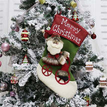 CX192019 Santa Claus Pattern Christmas Sock Gift Bag Christmas Tree Pendant Deco - £5.52 GBP