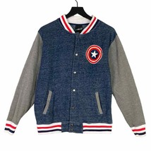Captain America Men&#39;s M Marvel Button-Up Shirt Jacket Superhero Varsity - £19.46 GBP