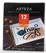 Arteza Premium Black 12 Count Oil Based Paint Markers Med Bullet Nib - £19.60 GBP