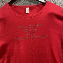 Women’s God Bless Texas And Willie Nelson Shirt Red Bling Size XL - $13.50