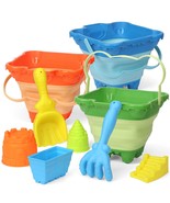 Beach Castle Buckets Sand Toys Foldable Pails Set For Kids, Collapsible ... - £28.83 GBP