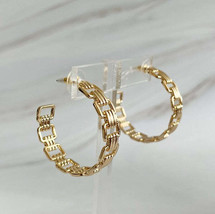 Linked Golden Hoop Earrings - £18.27 GBP