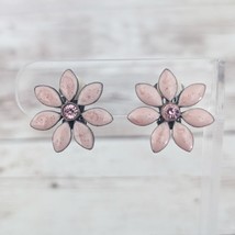 Vintage Clip On Earrings Pretty Pink Flower Whimsical - $15.99