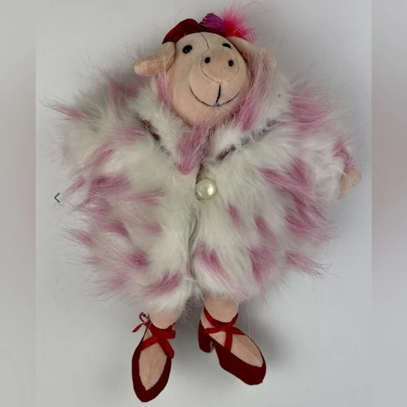 Jellycat Fur Coat 10&quot; Pig ? High Heels &amp; Velvet Coat  NWOT - $35.00