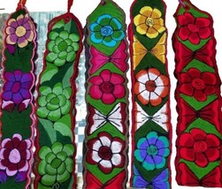Mexican hand EMBROIDERED Folk art multi color floral belt Boho cinto sas... - $441.95 MXN