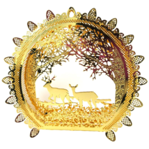 2000 Deer in the Woods Danbury Mint Christmas Ornament 23k Gold Plated - £71.81 GBP