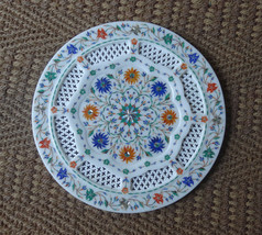 15&quot; Filigree Marble Round Plate Multi Handicraft Inlay Occasional Gift - $394.20