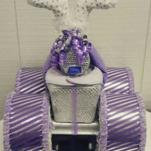 Purple and Silver Theme Baby Shower Four Wheeler Bling Diaper Cake Centerpiece - £65.15 GBP