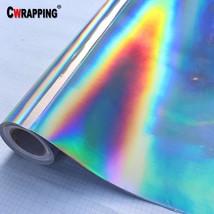 Prem Chrome Silver Laser Car Wrap Film Holographic Sticker Color Change DIY Auto - £103.41 GBP