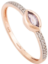 Everyday Marquise Amethyst Ring with Diamonds in 14 Karat Rose Gold - £145.10 GBP