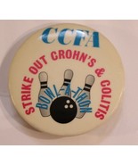 CCFA Bowling  Pinback Button Strike Out Crohn&#39;s &amp; Colitis Bowlathon - £6.26 GBP