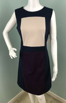 NWT Womens Calvin Klein Sleeveless Navy/Plum/Beige ColorBlock Sheath Dress Sz 12 - £38.32 GBP