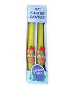 Vintage Easter Pals Set of 2 Yellow 10&quot; Taper Candles Sculpted Baskets w... - $15.83
