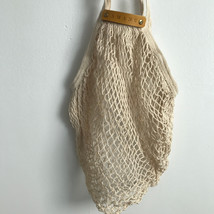 Amanu LA Bag Mesh Cream Handbag Mesh Net Designer Handbag Pouch Slouchy - $34.20