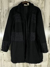 Chicos Cardigan Jacket Black Tweed Lace Lined Open Front Size 3 Large - £31.51 GBP