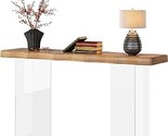 47&#39;&#39; Narrow Console Sofa Table With Acrylic Legs,Wood Tabletop Entryway ... - $300.99