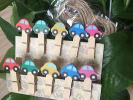 30pieces Car Decorated wooden clips,Paper Clips, Stationary,Children&#39;s F... - £5.64 GBP