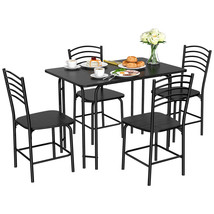 5 Piece Dining Set Home Kitchen Table and 4 Chairs with Metal Legs Modern Black - £189.09 GBP