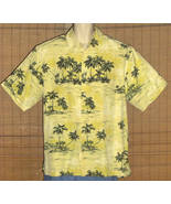 IZOD Hawaiian Shirt Yellow Palm Trees Islands Size Large - £14.94 GBP
