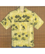 IZOD Hawaiian Shirt Yellow Palm Trees Islands Size Large - €16,19 EUR