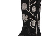 Womens Western Cowboy Boots Black Leather Rose Embroidered Square Botas ... - $119.99