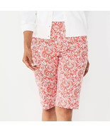 Croft &amp; Barrow Effortless Stretch Skimmer Shorts Womens 12 Coral Paisley... - £19.72 GBP