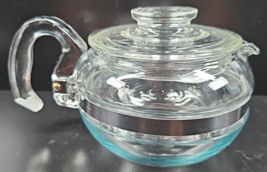 Pyrex Flameware Teapot &amp; Lid Set Vintage 6 Cup Clear Handled Cook MCM Gl... - £34.65 GBP