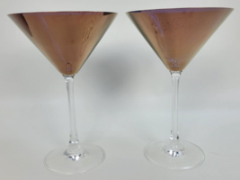 2 Copper Blue Toned Flashed Martini Glasses 7 1/8&quot; - £15.80 GBP