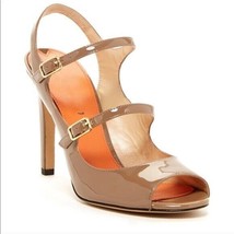 Via Spiga Beige Nude Roseanne Patent Open Toe Shoes Size 9 - £38.77 GBP