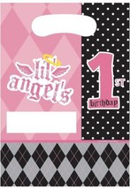 16 First Angel Pink Little Girl Argyle 1st Birthday Party Favor Treat Loot Bags - £4.01 GBP