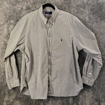 Ralph Lauren Dress Shirt Mens 18 46 Black Check Plaid Classic Fit Button... - $13.89